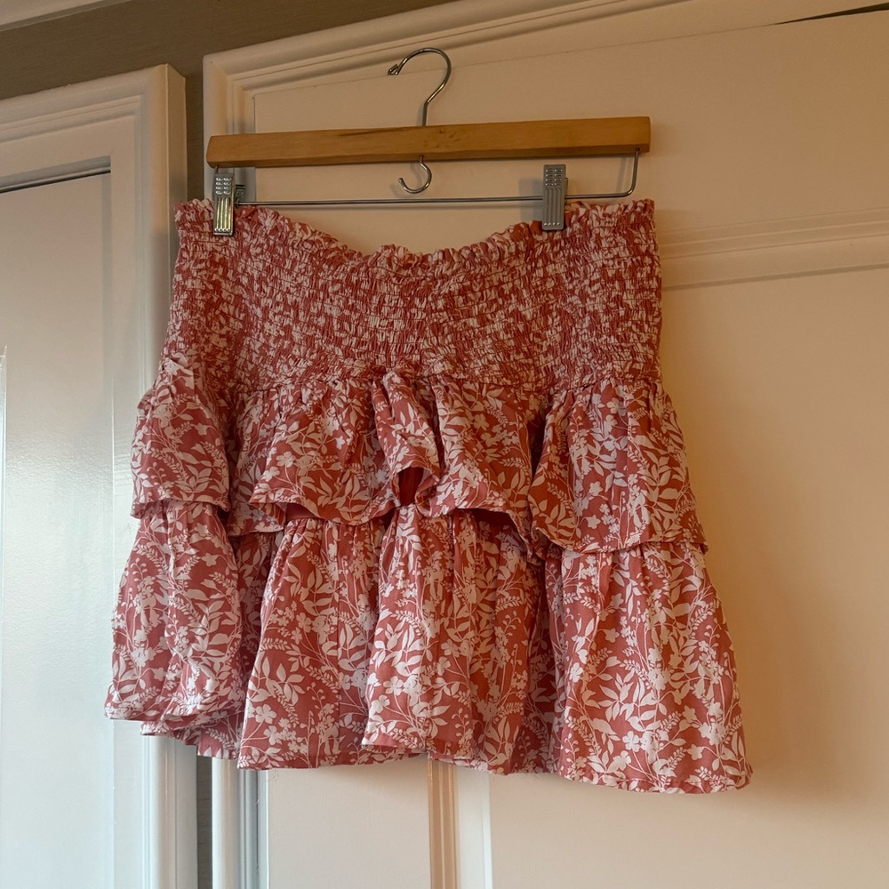 NWT Japna Pink and White Print Skirt with Ruffles
